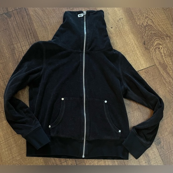 Michael Kors Womens cowl neck full zip jacket sweater medium black silver - Picture 1 of 5